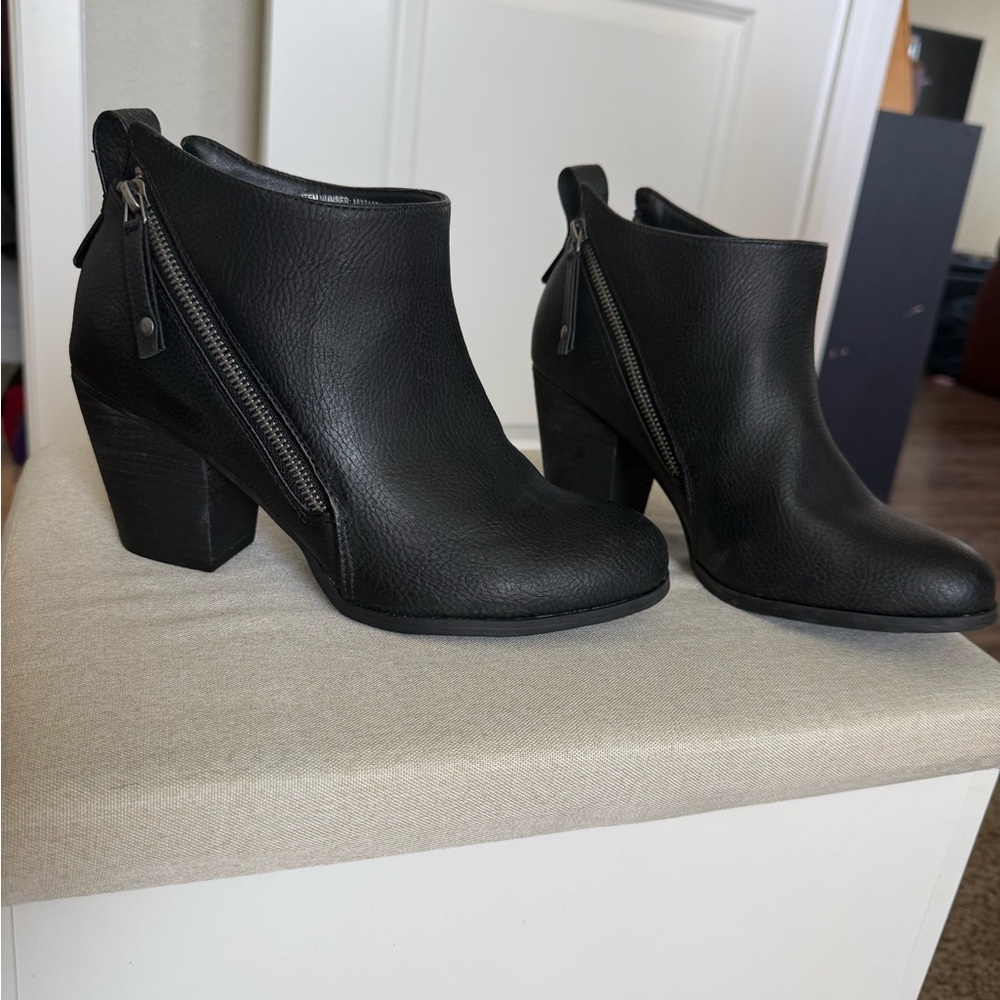 torrid Black Faux Leather Ankle Booties with Side Zip